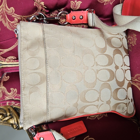 Coach Tan and Coral Crossbody Bag - Picture 4 of 12